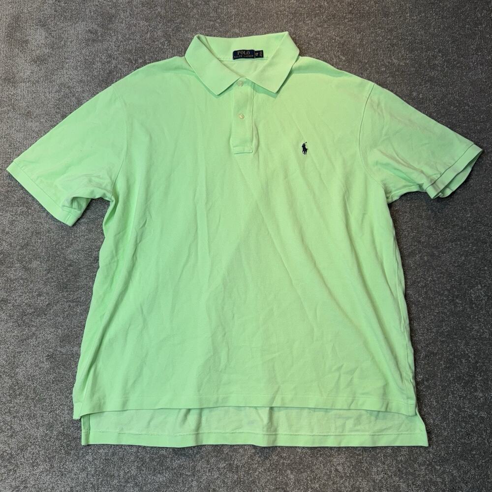 Ralph Lauren Polo Shirt Mens 2XB Green Embroidered Navy Pony Casual Short Sleeve